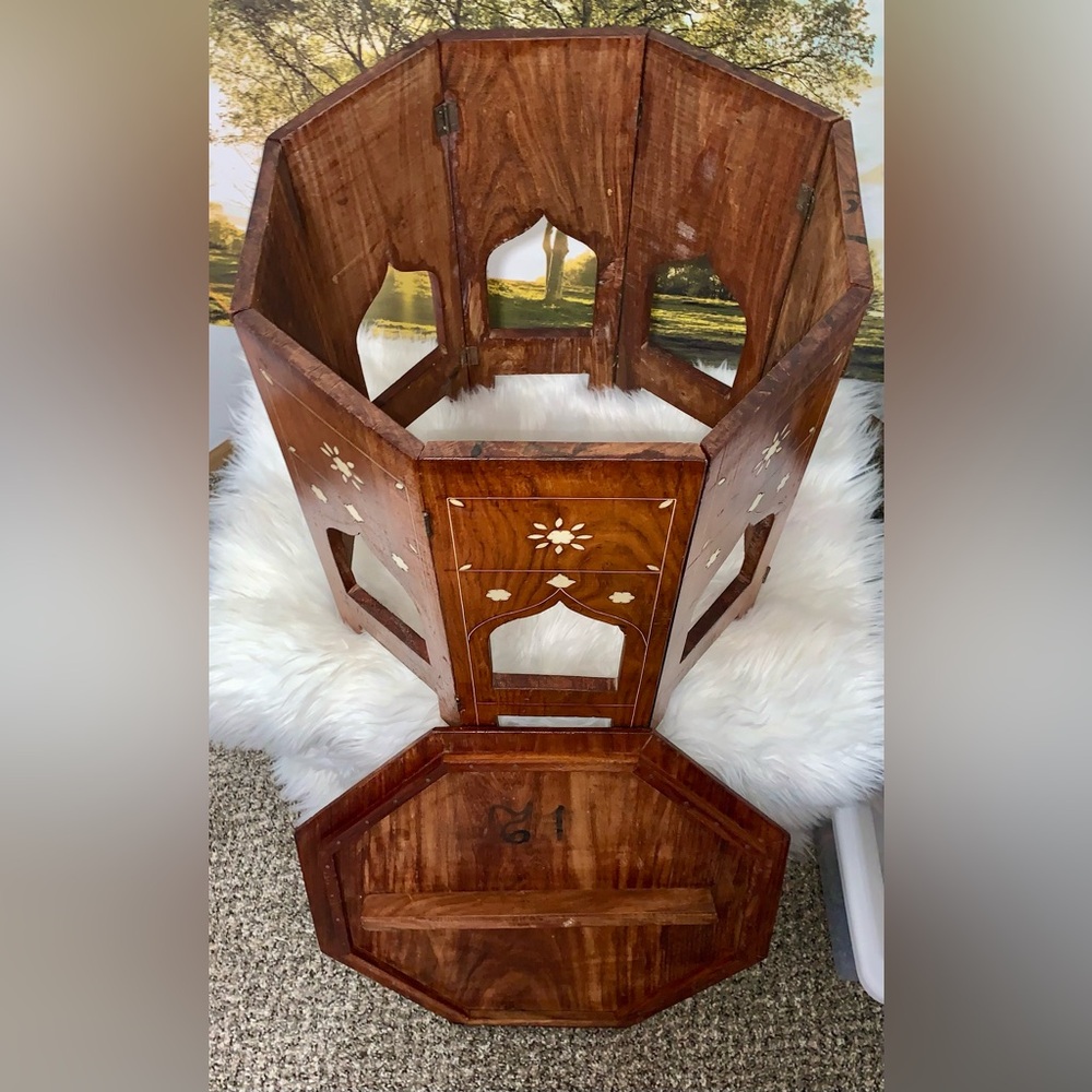 Indian Side Table with Bone Inlay - Picture 7 of 11
